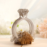 Cartes d'invitation de mariage 3D Pop-UP, bague en diamant ours saint-valentin anniversaire carte cadeaux carte postale