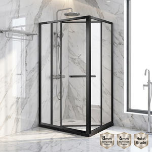 <span class=keywords><strong>Cabine</strong></span> de <span class=keywords><strong>douche</strong></span> de luxe avec <span class=keywords><strong>porte</strong></span> coulissante rectangulaire en verre trempé de 8 mm et cadre en aluminium brossé de 6 mm pour salle de bain d'hôtel - Product Image 2