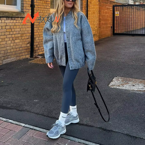 Outwear invernale Casual tinta unita cappotto ampio <span class=keywords><strong>Bomber</strong></span> manica lunga giacche da <span class=keywords><strong>donna</strong></span> oversize morbido cappotto antirughe - Product Image 3