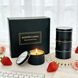 Juego de 4 Velas de Cera de Soja Negra LANJO - Caja de Regalo Ecológica de Aromaterapia con 4 Aromas para Decoración Navideña y Meditación - Product Image 5