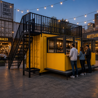 Unité de bureau préfabriquée pliable de luxe à 2 étages, extensible, avec portes à rupture de pont thermique, éclairage intégré et terrasse sur le toit