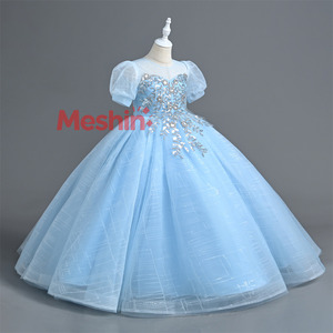 Robe de soirée longue rose de haute qualité pour filles, brodée, style princesse, idéale pour les mariages et les fêtes - Product Image 1
