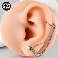 Boucle d'oreille en titane F136 pour piercing de cartilage, triple chaîne, accessoires de bijoux, chaîne industrielle hautement polie