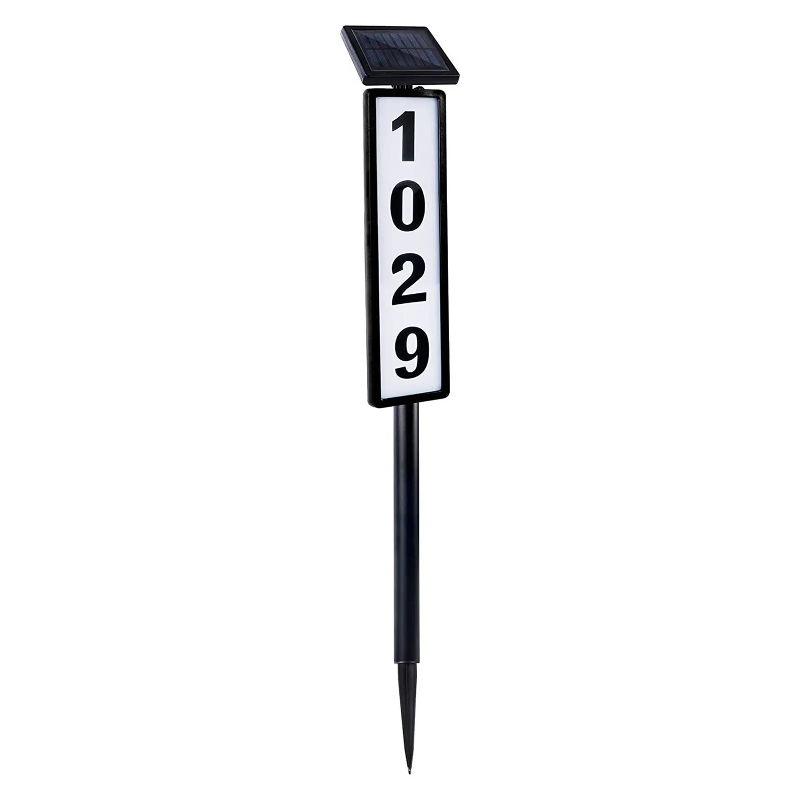 Waterproof Solar Address Signs for Yard with Stakes, Solar Powered LED Illuminated Address Plaques House Numbers for Outside