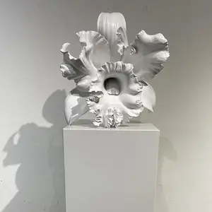 Custom Luxury Modern 3D Printed Arts White Sculptures Home Decoration Flowers Resin Sculpture