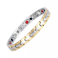 Pulsera de Iones Negativos de Titanio Biomagnético y Acero Inoxidable con Germanio para Hombre
