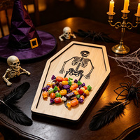 Plateau décoratif en bois creux en forme de citrouille d'Halloween, plat de service plat 2D pour la décoration de table de fête