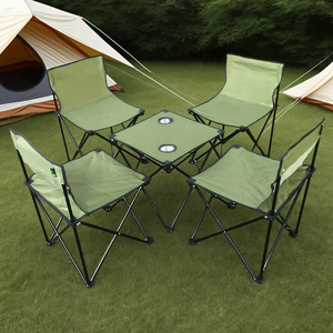 Ensemble table et chaises pliantes d'extérieur personnalisées de 5 pièces mobilier de camping et de pique-nique portable pour les voyages et les visites en voiture - Product Image 3