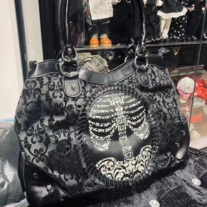 Borsa a Tracolla Diablo Gothic Punk Lolita in Poliestere con Zip Vintage, Pizzo Floccato e Motivo <span class=keywords><strong>Teschio</strong></span> - Product Image 4