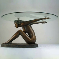Sculpture d'éléphant en bronze coulé, table basse, statues, artisanat métallique durable, idéal pour la décoration intérieure