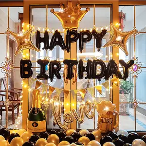 Decorazioni di compleanno perfette per adulti kit di decorazione per feste di luce palloncini in bianco e nero