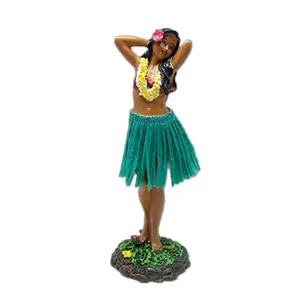 Resina Hawaii Hula chica bailando tablero de la flor de muñeca hacer Pose 6,8 pulgadas