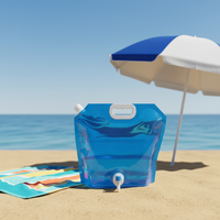 Sac à eau en PET réutilisable et durable avec impression personnalisée, poignée longue, portable, conteneur de rangement suspendu pour camping, randonnée, extérieur