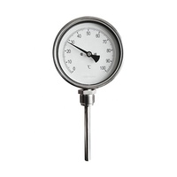 Pengukur suhu batang jarum Universal 100mm 4 inci benang pengukur suhu bahan besi tahan karat industri air termometer Bimetal