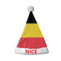 Chapeau de Père Noël personnalisé design autrichien, bonnet de Noël en flanelle, couvre-chef de fête en peluche pour les fêtes de Noël et le cosplay