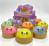 Jouet Squishy Mystère Arc-en-ciel en forme de Boulette Scintillante avec Boîte Surprise, Doux à Presser, Sensoriel, Anti-stress, Cadeaux