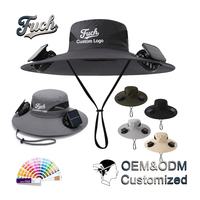 Chapeau Bob Solaire d'Été à Double Ventilateur, Anti-Vent, Séchage Rapide, Large Bord, avec Sangle Mentonnière, pour le Travail et la Mode, Vente en Gros