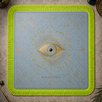 Tapete de Mahjong de Cuero de Lujo con Diseño de Ojo Turco, Impermeable y Antideslizante, con Borlas, para Arabia Saudita y Emiratos Árabes Unidos