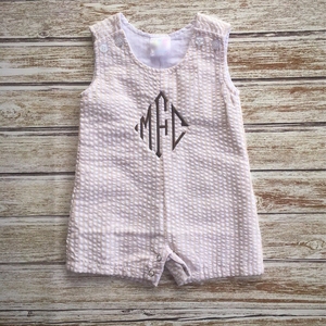 Vêtements pour bébés 2020, barboteuse en seersucker pour garçon, sans manches, avec une jolie broderie, short pour bébé - Product Image 3