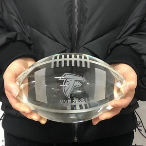 एचडीडब्ल्यू फैक्टरी थोक उच्च गुणवत्ता वाली क्रिस्टल बॉल कस्टम लोगो खेल प्रतियोगिता के लिए K9 क्रिस्टल फुटबॉल ट्रॉफी के साथ - Product Image 1