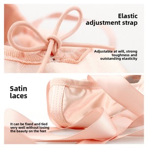 Chaussons de danse classique en satin et dentelle pour femmes et enfants, chaussures plates d'entraînement et pointes, outils essentiels pour l'entraînement <span class=keywords><strong>des</strong></span> filles - Product Image 4