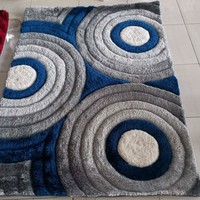 Tapis Shaggy à Fils Élastiques Tufté Main 3D en Polyester pour Salon