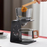 Service à thé et café en verre résistant à la chaleur, ensemble de préparation de thé paresseux, service à thé Kung Fu au design moderne avec couvercle, capacité 250 ml, poignée en verre pour la maison