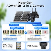 Caméra de sécurité UboxPro solaire PIR AOV 2-en-1 avec carte SIM 4G, objectif 4 mm, 360 degrés, 9MP CMOS, détection de mouvement, enregistrement cloud 24/7