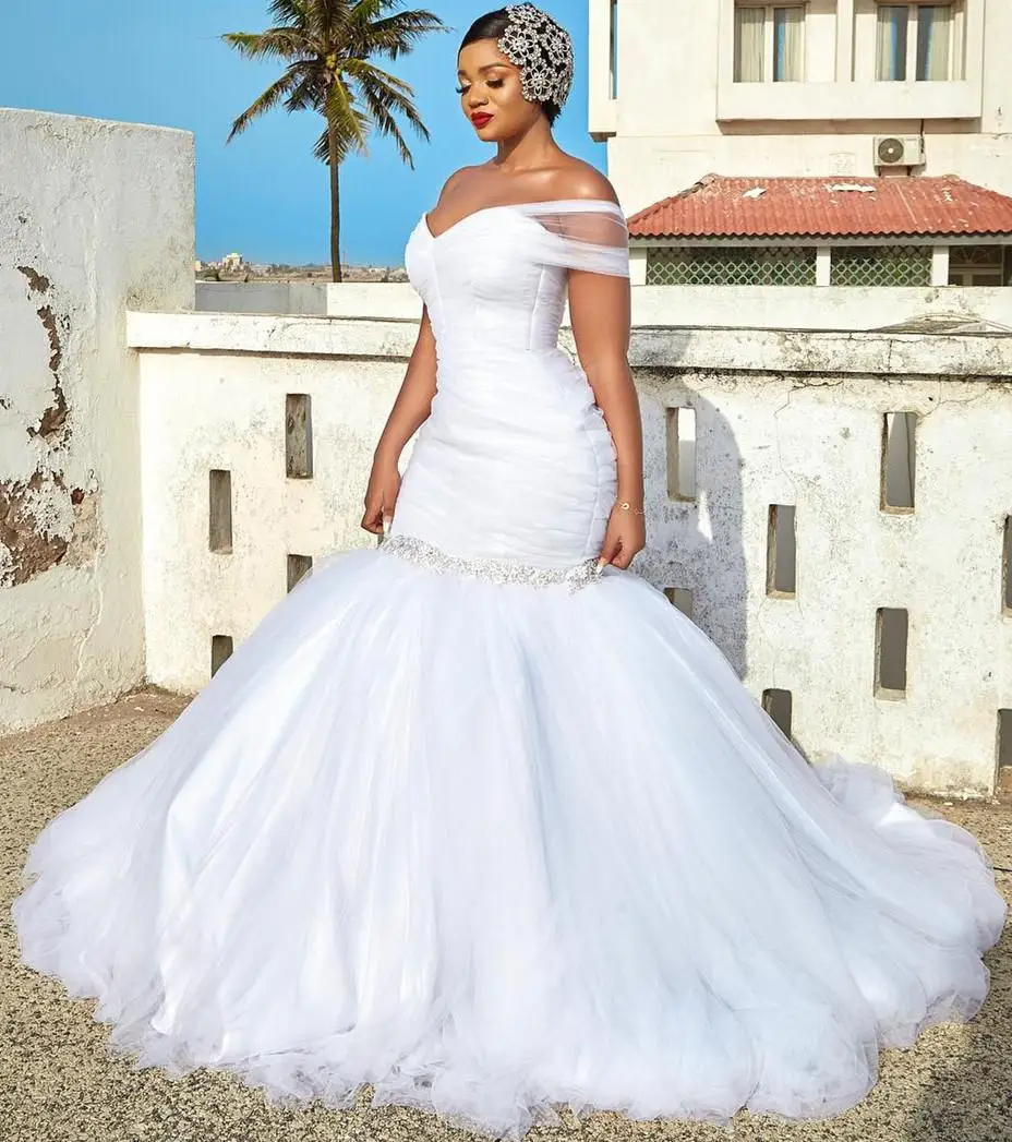 Mumuleo One Shoulder Ruched Mermaid Wedding Dresses