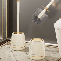 Nouvelle brosse de toilette de luxe 2026 en plastique avec poils en silicone, sans angle mort, autoportante, sans perçage, durable, pour salle de bain domestique
