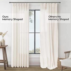 Tende filtranti Semi trasparenti in lino crema Extra lunghe da 105 pollici <span class=keywords><strong>per</strong></span> soggiorno con soffitto a pavimento alto personalizzato pieghettato - Product Image 5
