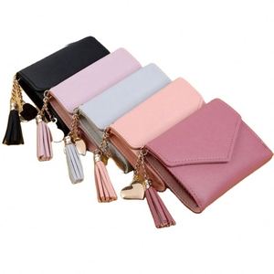 Cartera de Mujer, Monedero con Borla, Tarjetero, Bolso de Mano de Cuero PU, Cartera de Cuero - Product Image 3