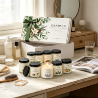 Ensemble de pots à bougies en verre, couvercles noirs et boîte de présentation botanique pour Noël, anniversaires et cadeaux de remerciement pour hôtesse