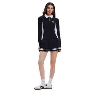 Ensemble de jupe de tennis pour femmes de haute qualité - Manches longues, respirant, taille haute, idéal pour le yoga, le fitness et la course à pied - Product Image 2