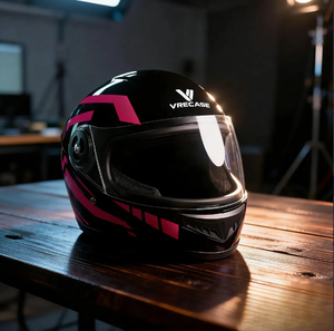 Casco de Motocicleta Vrecase con Certificación Dot, Rosa y Negro, Visera HD, Protector, Diseño Mecánico de Segunda Generación, Talla L - Product Image 5
