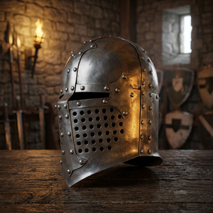 Casque de combat médiéval en acier, casque de chevalier en acier, casque de combat médiéval en acier moulé - Product Image 2