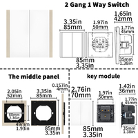 Interruptores y Enchufes de Pared WESA Ultrafinos con Botón Pulsador EU 1/2/3 Vías, Enchufe de Alimentación de 1 Vía, Combinación Libre, Diseño Moderno de Lujo