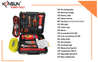 KONSUN Ensemble d'outils d'urgence domestique 24 pièces, Extincteur et Triangle de signalisation, Kit d'outils manuels avec étui, Personnalisable OEM
