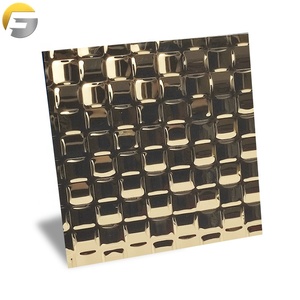 BCL013 201 304 316 זהב חותמת דפוס מראה מלוטש 3d קיר דקורטיבי פנל מרוקע בולט נירוסטה גיליון - Product Image 6