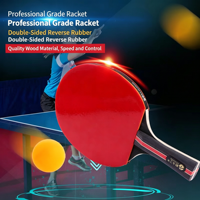 Raquette de tennis de table professionnelle portable, 7 couches de bois et carbone, picots longs inversés, éponge collante de 1,8 mm, poignée anatomique équilibrée