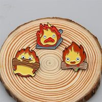 AiLi Cartoon Enamel Pin Fire Demon Enamel Pins Moving Castle Anime Brooch Lapel Pin Badge for Bag Hat Clothing Accessories