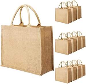 Sac fourre-tout en jute écologique avec imprimé décoratif, réutilisable pour le quotidien, idéal pour la promotion et la vente en gros - Product Image 2