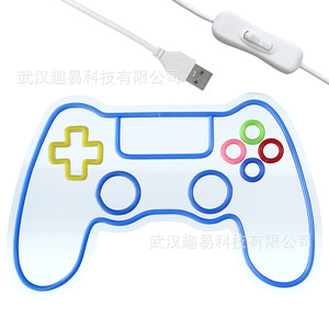 ตัวควบคุมเกม ป้ายไฟนีออน ไฟ LED ตกแต่ง กรอบสีฟ้า พร้อมปุ่มหลากสี ใช้พลังงานจาก USB สำหรับห้องอีสปอร์ต ห้องเกม - Product Image 4