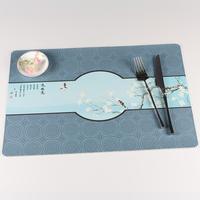 Set de table rectangulaire en cuir PVC de style chinois classique, imperméable, résistant à l'huile et à la chaleur, pour table à manger occidentale
