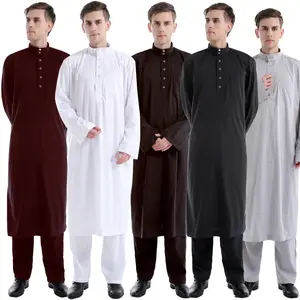 Factory Supply Spun Polyester Thobe For Arabia Men Robe Gros Arabe Musulmane Male