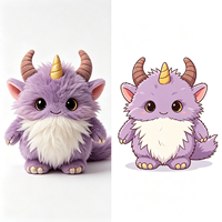 Peluche Monstre Fantaisie Violet Doux et Moelleux, Figurine Personnalisée, Créature de Dessin Animé, Vente en Gros, Jouet en Peluche Personnalisé