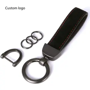 High Quality suede fur key chain tide brand car key cover car logo keychain high-grade leather anti-static