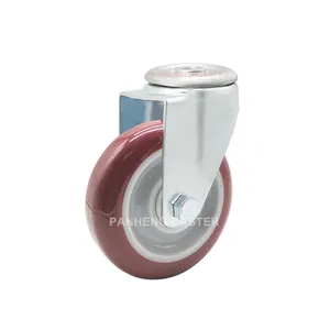 Factory Price Bolt Hole Type 3Inch 4Inch 5Inch Red PU Caster Wheel Supplier