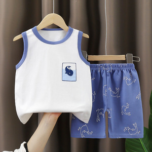 Colete Infantil de Verão em Uma Peça, 100% Algodão, Estampado, Jaqueta de Pijama Casual para Crianças - Product Image 2