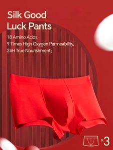 Modal <b>Men's</b> Mid-Rise <b>Underwear</b> Chinese Red Breathable Antibacterial Comfortable Home Wear Seamless Wholesale - Product Image 5